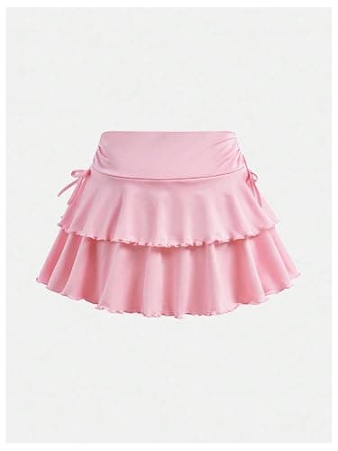 SOLY HUX Girl's Cute Mini Skirts High Waisted Ruffle Layered Skirts Swing Flowy Skater Tennis Skirt thumbnail 2