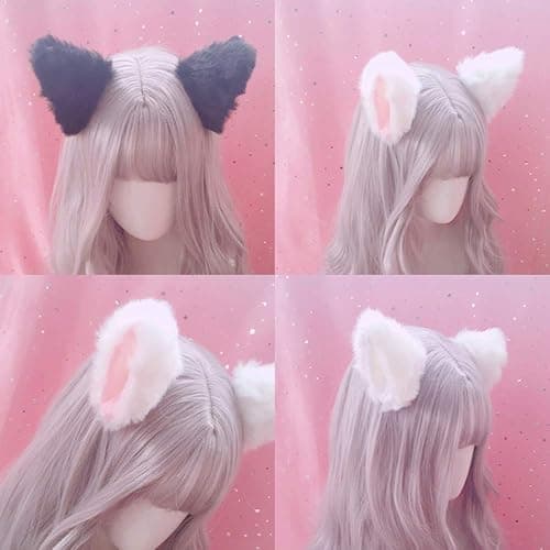 ZCMG Cat Ears Hair Clips Fox Ears Barrettes Women Furry Fur Cat Headpiece Holiday Hair Pins Sweet Halloween Party Decoration Headband Anime Cosplay Costume Kitty Kitten Hair Accessories Coffee - Pink thumbnail 2
