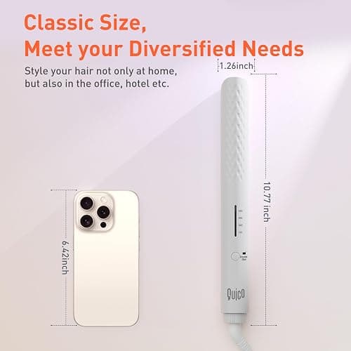 Quico Hair Straightener, 110-240V Global Travel Hair Straighteners for Women, 15s Fast Heating, Professional Negative Ion Flat Iron, Temp Memory, 320℉-450℉, Auto-Off, with Glove and Clips, Gift, White thumbnail 6