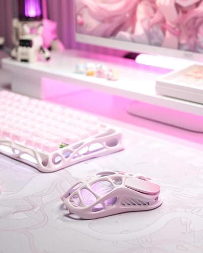 GravaStar Mercury M1 Pro Wireless Gaming Mouse, Lightweight Magnesium Alloy, 26,000 DPI, PAW3395DM Sensor, 5 Programmable Buttons, Support Wired/2.4GHz/BT, Up to 200 Hours Battery Life (Gradient Pink) thumbnail 2