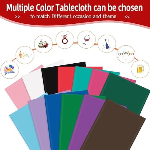 tujol White 6 Pack Plastic Table Cloth 84", Disposable Round Tablecloth Table Cover, Plastic Tablecloths for Parties thumbnail 7