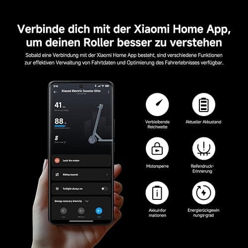 Xiaomi E-Scooter 4 Lite, 4 Pro Plus, 4 Ultra, 5 Elite, 5, 5 Pro oder 5 Max mit Deutscher Straßenzulassung (max 20km/h, bis zu 70km Reichweite und 25% Steigung, Luftreifen, Dual-Bremsen, Display, App) thumbnail 13
