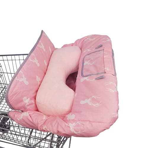 Shopping Cart Covers for Baby Girl Cart Cover for Babies, Infant High Chair Cover, Machine Washable, Non-Slide degisn (Pink Deer) thumbnail 2
