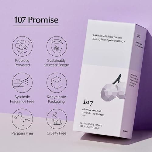 107 ARONIA Vinegar Low Molecular Collagen Jelly Stick l Vitamin, Collagen, Hyaluronic Acids, Elastin, Probiotic l Korean Beauty Collagen l Inner Beauty Collagen Sticks (20g x 14 Pouches) thumbnail 8