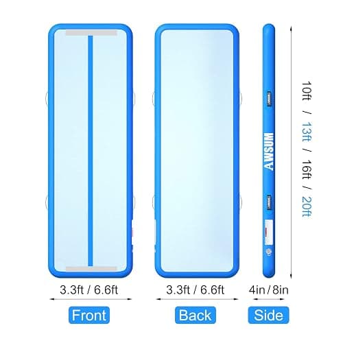 AWSUM Inflatable Gymnastics Mat 6.6ft/10ft/13ft/16ft/20ft/23ft Tumble Track | Air Gymnastics Tumbling Tracks 4/8 inches Thick with Electric Pump for Training Cheerleading Yoga Home Gym Outdoor Park Use thumbnail 4