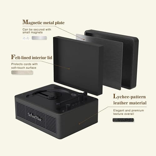 WhatPlus Portable CD Player with Bluetooth 5.2, Rechargeable Battery & Built-in Speakers – Hi-Fi Retro Suitcase Design for Home Decor, AUX/TF Card Support – Ideal Gift (Black) thumbnail 2