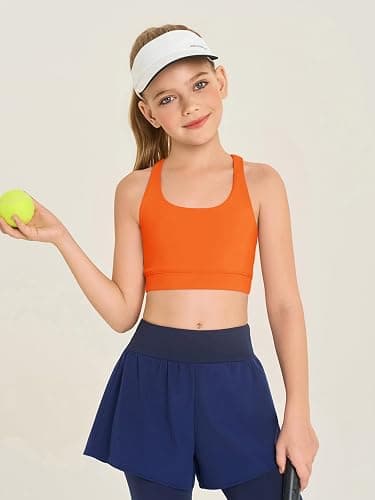 Haloumoning Girls Training Bra Kids Strappy Scoop Neck Bras Yoga Sports Comfort Dance Crop Top 5-14 Years thumbnail 2