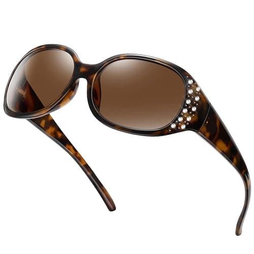 HAOLOTA Polarized Sunglasses for Women, Rhinestone Wrap Around Sunglasses with UV400 Protection - Image 1