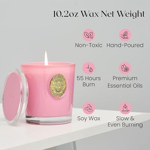 M&SENSE Luxury Colored 10.2 oz Soy Wax Candle | Peony Blush Scented | 55 Hour Burn for Home Scented|Candle Gift for Women and Men thumbnail 2
