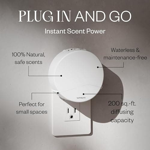 Vitruvi Push Plug-in Wall Diffuser – Starter Kit with Vanilla Mint Refill, Made with Natural Ingredients – Covers 200 Sq Ft – Long-Lasting Scent Up to 500 Hours – White thumbnail 5