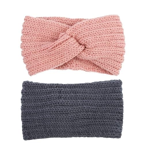 AOPRIE Knit Wide Headband for Winter 5 Pieces Women Ear Warmers Truban Headbands Thick headbands for Women Girls, Black Gray White Pink Brown thumbnail 4