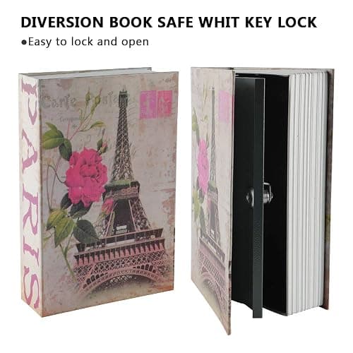 KYODOLED Book Safe with Key Lock,Dictionary Diversion Secret Safe Box,Money Hidden Lock Box,9.5" x 6.1" x 2 .2" Paris Large thumbnail 5