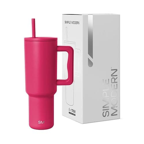 Simple Modern 40 oz Trek Tumbler with Handle and Straw Lid | Cup Holder Friendly Insulated Stainless Steel Travel Mug | Berry Twist - Image 1
