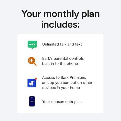 Bark Phone - Safest Phone for Kids & Teens - Monitor Texts, Social Media, and More - Tamper Proof Parental Controls - GPS Tracking - Unlimited Talk/Text A16 thumbnail 3