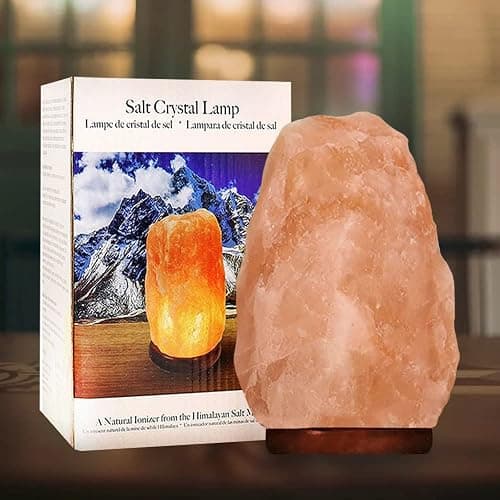 Crystal Hideaway Himalayan Salt Lamp Natural Pink Salt Lamp (ETL Certified) Night Light with Dimmer Switch Cord and Wood Base for Home Décor (6 Inches) thumbnail 9