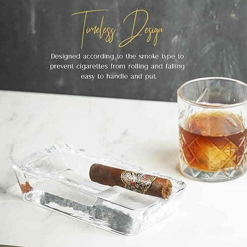 The Buybox Cigar Ashtray Big Ashtrays for Cigarettes Outdoors Large Heavy Glass for Patio/Outdoors/Cigars Ash Tray Large Giant Luxury Premium Cigarette Ashtrays for Outdoor Party Restaurant & Pool thumbnail 6