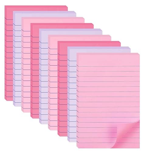 9 Pack Lined Sticky Notes 4X6 in Post Sticky Notes with Lines, Large Ruled Post Sticky Colorful Super Sticking Power Memo Pads Strong Adhesive (Pink Themed) - Image 1