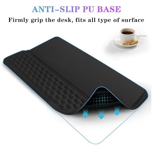 Computer Keyboard Stand Pad with Wrist Rest, Ergonomic Comfy Tilted Keyboard Stand Riser Holder Pad for Office Home (Black) thumbnail 7
