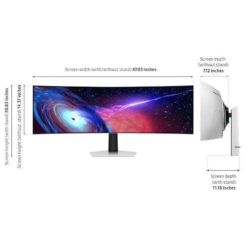 Samsung 49" Odyssey (G93SC) Series QD-OLED Curved Gaming Monitor | 240Hz, 0.03ms, DQHD, G-Sync Compatible, FreeSync Premium Pro, Adjustable Stand (LS49CG932SNXZA) thumbnail 3