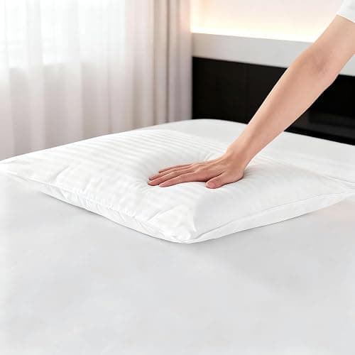 Gooeb Flat Ultra Thin Bed Pillows Standard Size Pillow Set of 2 Extra Soft Down Alternative for Stomach Back Sleeper Hotel Collection 20x26inches thumbnail 5