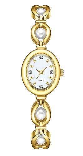 ADSBIAOYE Elegant Pearl Women's Dress Watch Fashion Oval dial Gift Women's Waterproof Watch - Gold