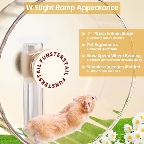 FunstersTail Super Silent Hamster Wheel 8.7 Inch, Magnetic Rat Wheel for Chinchilla, Gerbil, Guinea Pig, Cat, Mouse, Sugar Glider and Dwarf, Syrian Hamster Accessories (Cream White) thumbnail 7