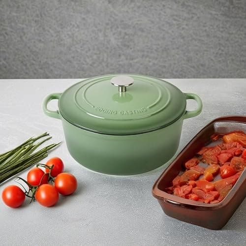 EDGING CASTING Enameled Dutch Ovens Cast Iron Dutch Oven Pot with Lid for Bread Baking, Cook, Dual Handle, 7 Quart, Pistachio Green thumbnail 2
