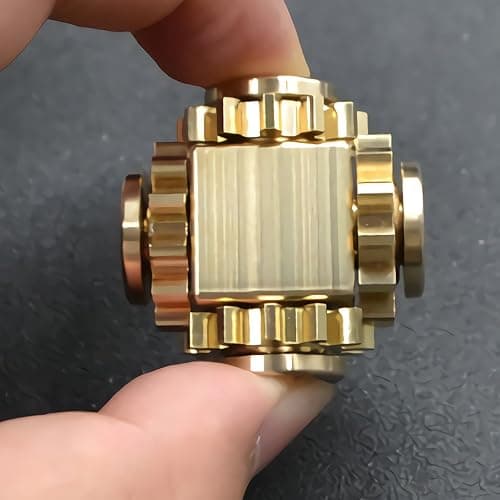 Bitopbi Pure Brass Fidget Cube Fidget Spinner Gears Linkage Fidget Toy Hand Spinner Metal DIY EDC Focus Meditation Break Bad Habits ADHD (Brass) thumbnail 2