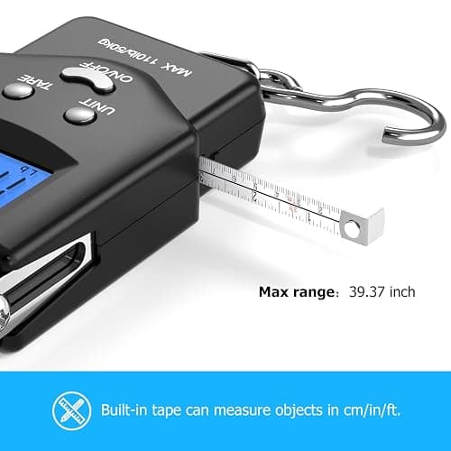 Dr.meter Fish Scale Luggage Scale Fishing Gear - 110lb Backlit LCD Display Digital Scale with Built-in Measuring Tape - Fishing Scale with 2 AAA Batteries, Pocket Size - Fishing Gifts for Men thumbnail 7