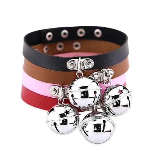 FM FM42 Multicolor PU Simulated Leather Silver-tone 4cm Large Bell Pendant Neckband Choker Necklace thumbnail 3