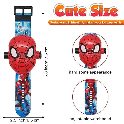FILDANCO Superhero Projector Watch Kids Digital Watch Toy Toddler Watch with 24 Anime Images Stocking Stuffer Gift for Birthday Halloween Christmas Anniversaries (Red), B0CRKSR635 thumbnail 2