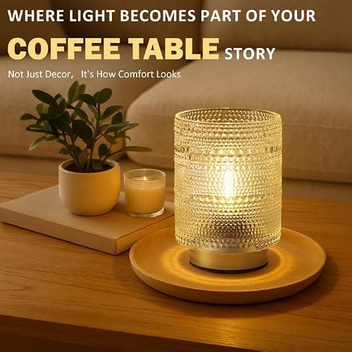 Small Battery operated Lamp with Timer for Bedside/Coffee Table/Book shelf Decor,Cordless Aesthetic Lamps with Warm Moody Lighting for Home Decor/Dorm/Bathroom/ Patio/Entryway/Cubicle Decor(Clear) thumbnail 2