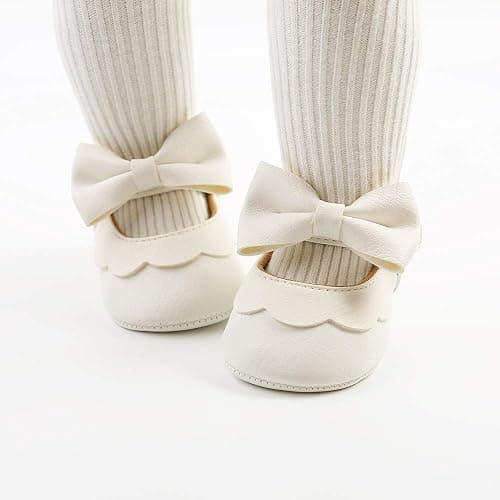 LAFEGEN Baby Girls Mary Jane Flats with Bownot Non Slip Soft Sole PU Leather Newborn Infant Toddler First Walker Cirb Dress Shoes thumbnail 2