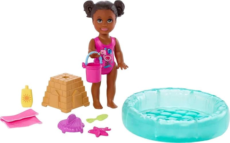 Barbie Skipper Babysitters Inc Small Doll & Accessories Playset with Brunette Doll, Swimming Pool & Water-Themed Pieces thumbnail 3