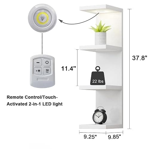LitaEther Versatile 4 Tier Wall Shelf Unit,White Lack Wall Shelf,Display Floating Shelf with LED Remote Control Light thumbnail 3