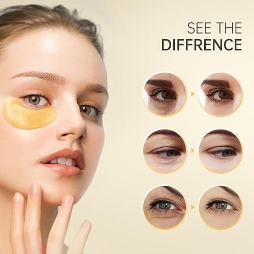 REDANHA 24 Pairs 24K Gold Under Eye Patches Face Masks Dark Circles Puffy Eye Bags Collagen Skincare Spa Trip Gift Eye Mask thumbnail 4