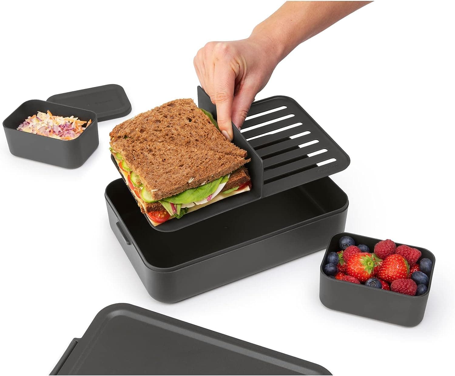 Brabantia Make & Take Lunch Box Bento, Lunch Container, Dark Grey, 2L thumbnail 6