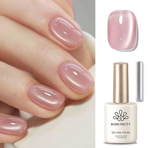 Born Pretty Cat Magnetic Eye Gel Nail Polish,Nude Moonlight Cat Magnetic Gel Nail Polish Soft Lace Magnetic Nail Polish for Nail Art Manicure Salon DIY at Home 15ML thumbnail 2