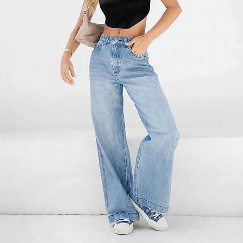 Women Wide Leg Pants Jeans High Waist Baggy Jeans Loose Boyfriends Stretch Jeans Fashion Y2k Teen Girls Denim Pants thumbnail 2