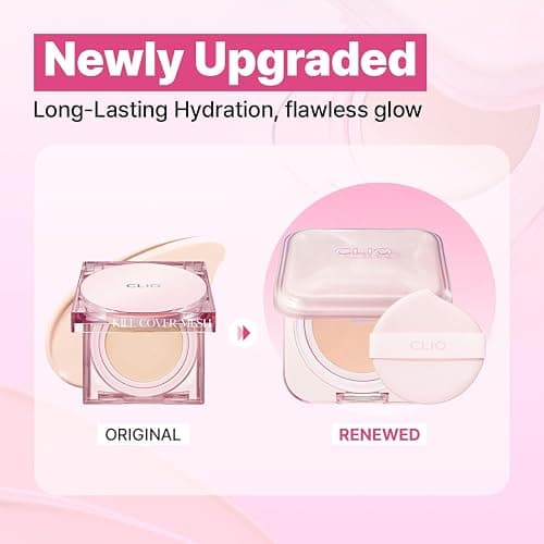 CLIO Kill Cover Mesh Glow Essential Cushion Foundation, Buildable Ultra-Fit Coverage with Glow Finish, Long-Lasting Hydration, Flawless Cover for Sensitive & Dry Skin, Korean Foundation (23N GINGER) thumbnail 9