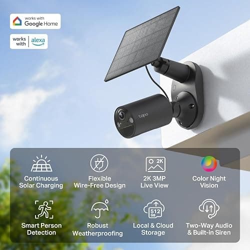 Tapo C411 KIT 2K 3MP Battery Security Camera Outdoor Wireless,Solar Security Camera,Colour Night Outdoor Camera,AI Detection,IP65,No Hub Required,Alexa,Google Home,Flexible Storage,No Monthly fee thumbnail 3