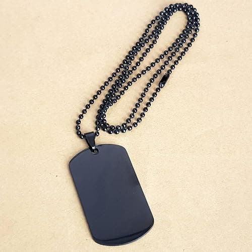 DARIN GIFT Bible Verse Black Dog Tag, Proverbs 18:21 Motivational Inspirational Quotes Gifts Cross Faith Engraved Stainless Steel Chain Necklace For Men Women Kids thumbnail 3