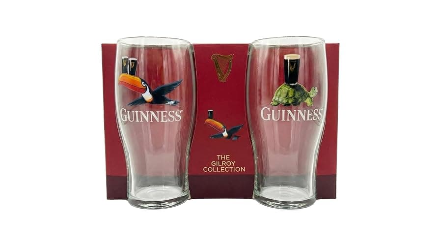 Guinness 20oz Tulip Pint Glass – Flying Toucan & Tortoise Design – 2 Pack | Official Merchandise Vintage Irish Pub Barware thumbnail 6