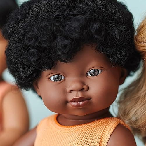 Miniland Baby Doll African Girl 38cm. Made in Spain with vanilla scent. Anatomically correct. My Friends & Me collection thumbnail 3