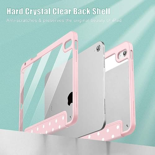 Tuiklol Case for iPad 11 inch (A16 Chip) 2025 Gen 11th / iPad 10.9 inch 2022 10th Gen, Buit in Pencil Holder with Shockproof Cover Clear Transparent Back Shell Auto Wake/Sleep,Spot-Pink thumbnail 4