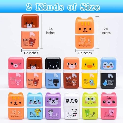 Sooez 12 Pack Pencil Erasers, Cute Erasers Pencil Eraser with Clean up Roller Pencil Eraser Shaving Roller Case Erasers for Party Favors Gift Supplies thumbnail 2