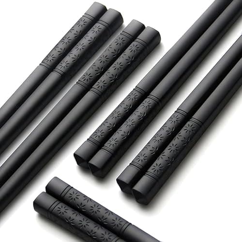 YFWOOD 5 Pairs Chopsticks, Safe Non-Slip Reusable Chopsticks Dishwasher, 9.4 Inch- Black thumbnail 2