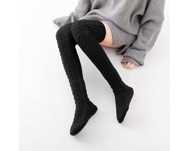 Pcavin Women's Thigh High Socks Over the Knee Cable Knit Boot Socks, Long Warm Fashion Leg Warmers Winter thumbnail 5