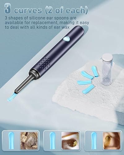 Ear Wax Removal Tool Camera - Ear Cleaner with Camera,1080P Otoscope, Ear Cleaning Tool with 4 Ear Spoon, Ear Camera for iPhone & Android Phones - Blue thumbnail 4