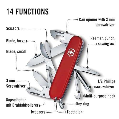 Victorinox Super Tinker Swiss Army Knife, 14 Function Swiss Made Pocket Knife with Large Blade, 2 Screwdrivers and Multipurpose Hook - Red thumbnail 4